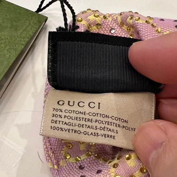 Gucci Pink and Gold Patterned Hair Scrunchie